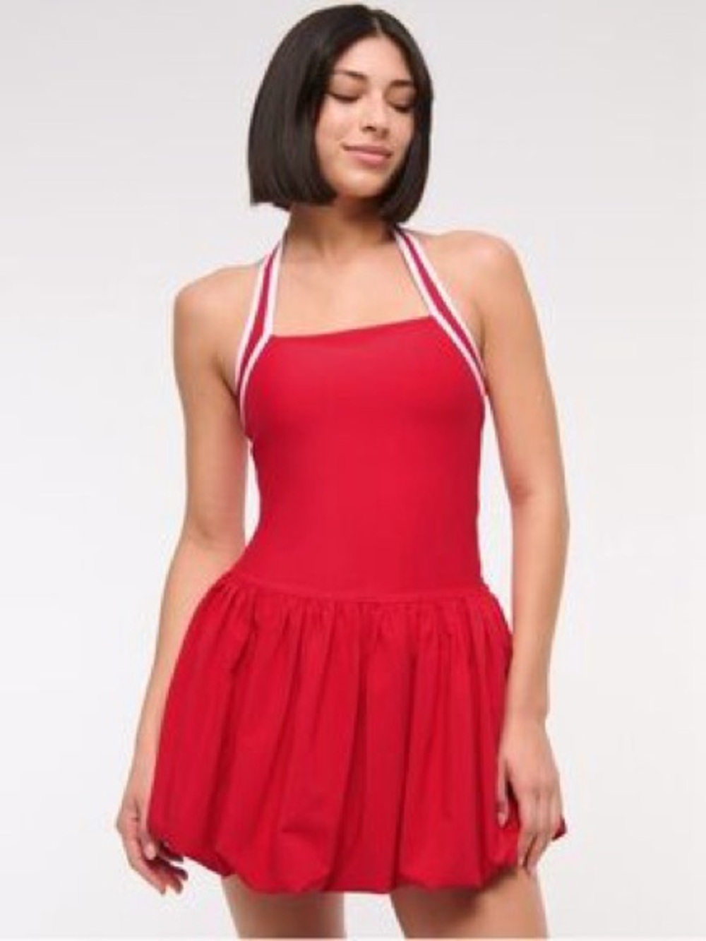 NWT Abercrombie & Fitch YPB motionTEK Halter Bubble Hem Mini Dress